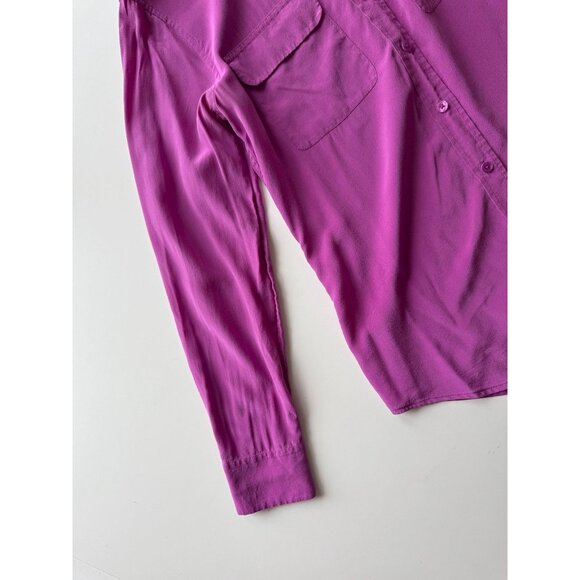 EQUIPMENT Slim Signature Purple 100% Silk Crepe Button Up Shirt, Size S - Picture 5 of 16